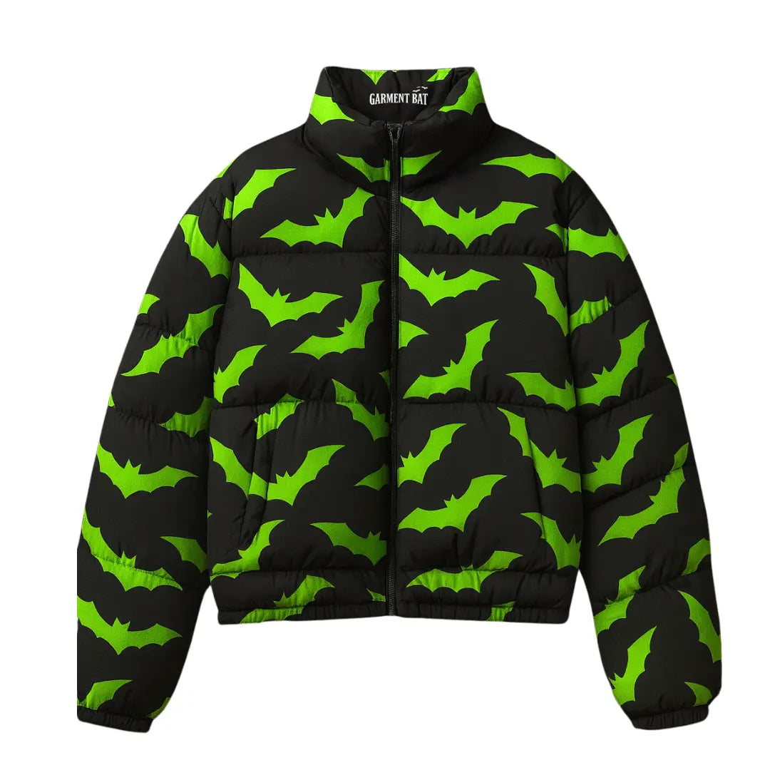 Garment Bat Full of Bats Puffer Jacket – Gothic Streetwear Outerwear