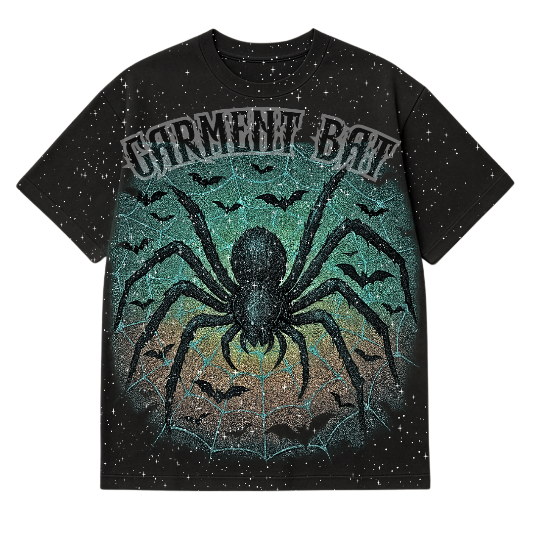 *LIMITED EDITION* Spider Web & Bat T-Shirt – Gothic Streetwear Graphic Tee | Garment Bat