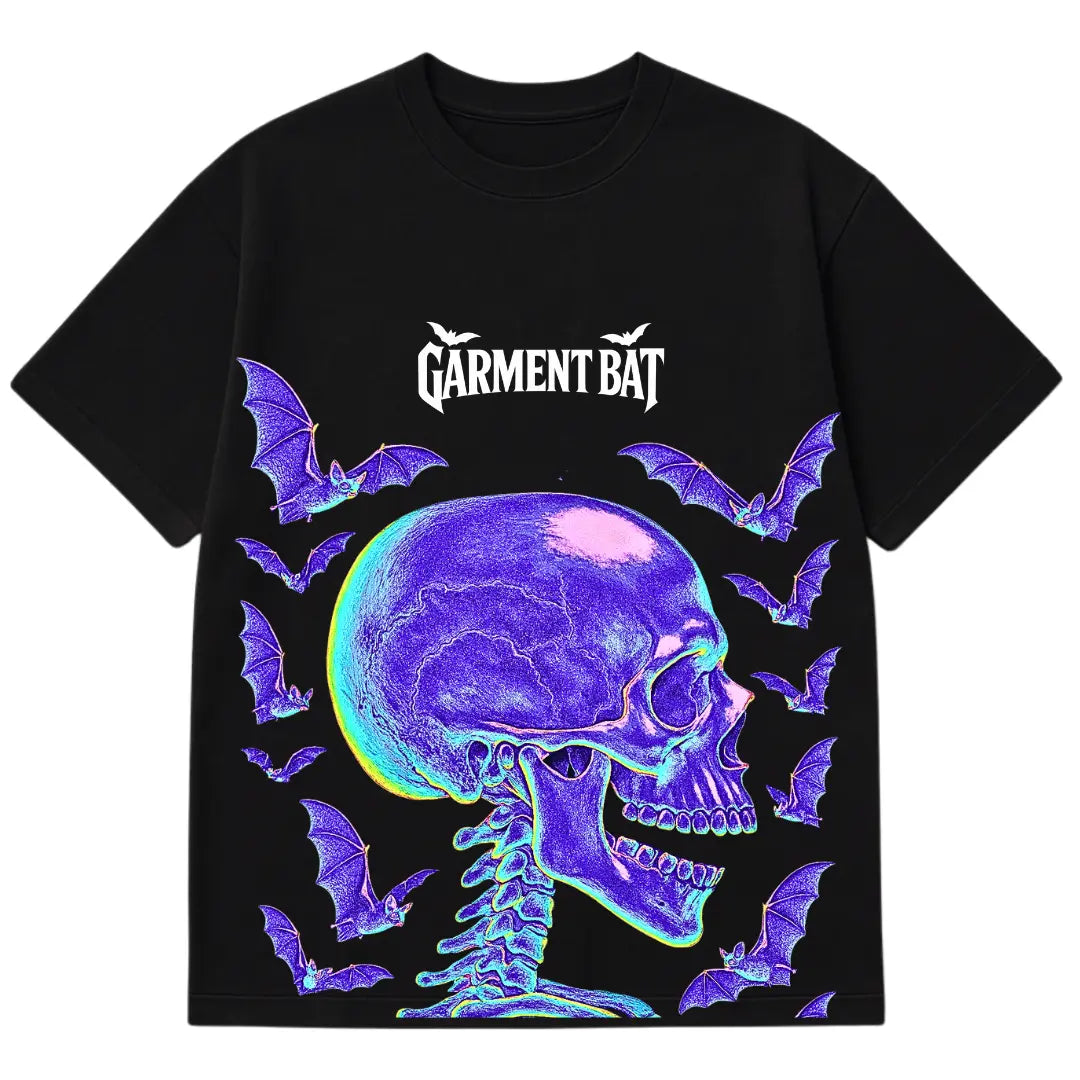 Garment Bat X-Ray Skull & Bats T-Shirt  Gothic Streetwear Graphic Tee