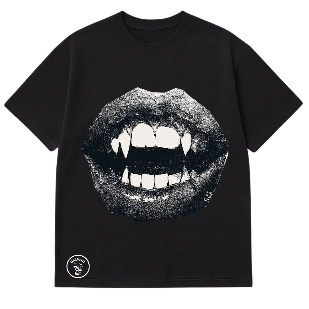 Garment Bat Vampire Bite T-Shirt – Gothic Streetwear Graphic Tee